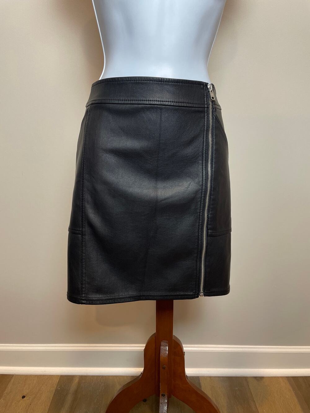 Express Faux Leather Asymmetrical Zip Mini Skirt Size 12 Black